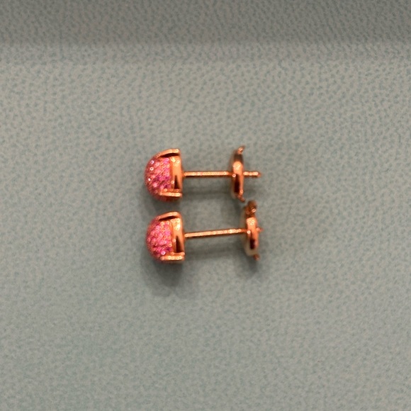 Tiffany&Co. 18k Rose Gold Paloma Picasso Sugar Stack Pink Sapphires Earrings - Picture 10 of 11